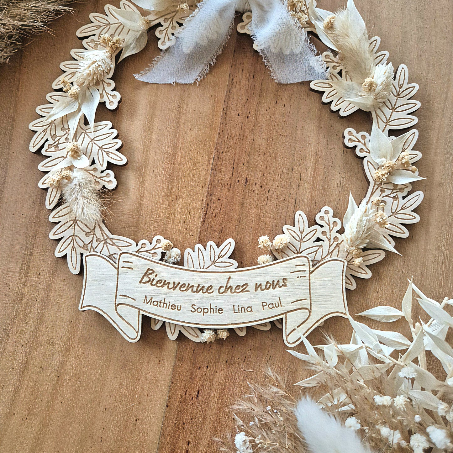 Couronne fleurs séchées personnalisée