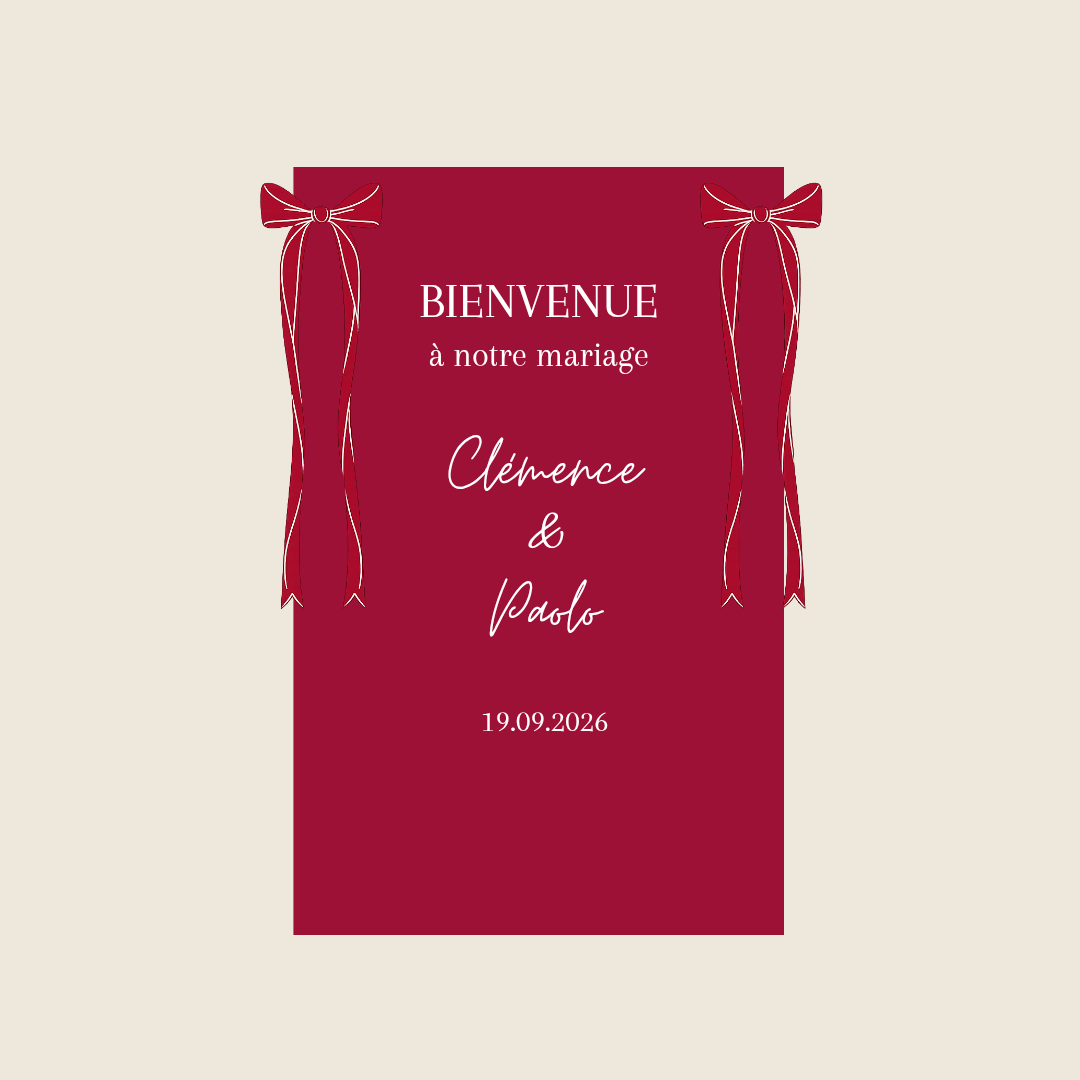 Panneau de bienvenue en tissu - Mariage Clémence & Paolo