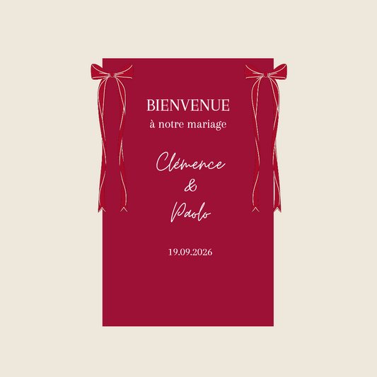 Panneau de bienvenue en tissu - Mariage Clémence & Paolo