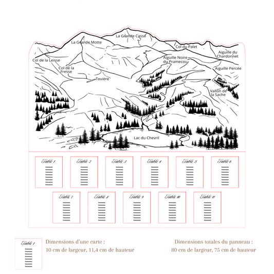 Plan de table sur-mesure Tignes Alexandre & Nicolas