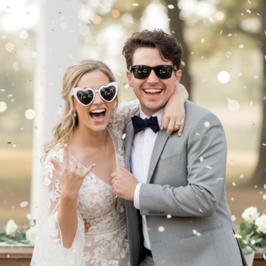 Lunettes personnalisées mariage - Le duo des mariés