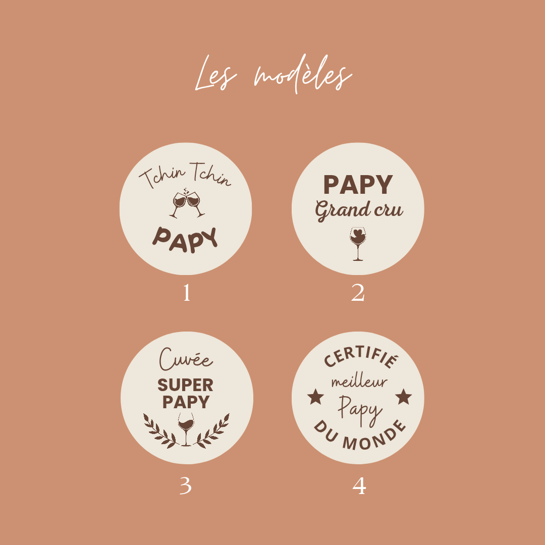 Bouchon de bouteille en bois réutilisable - Cadeau Papy