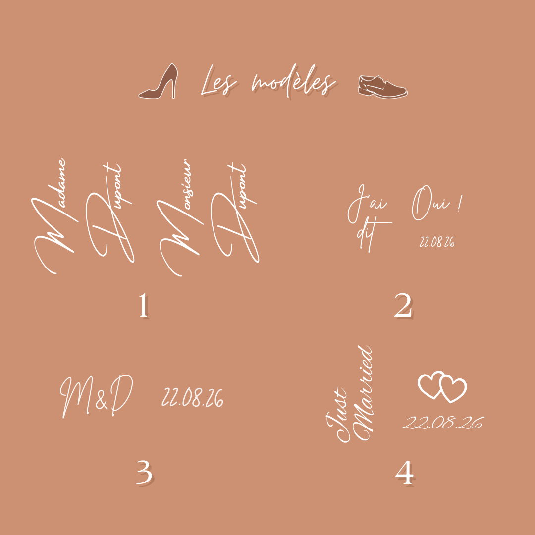 Stickers personnalisés pour chaussures mariage – Le duo des Mariés