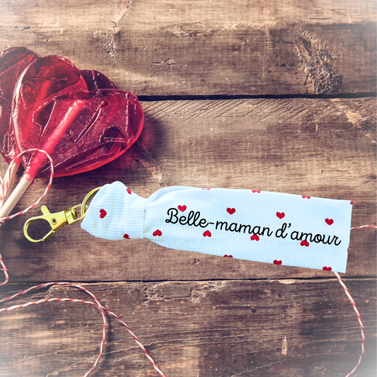 Porte-clés Belle-maman d'amour - collection Amour coton imprimé - personnalisable