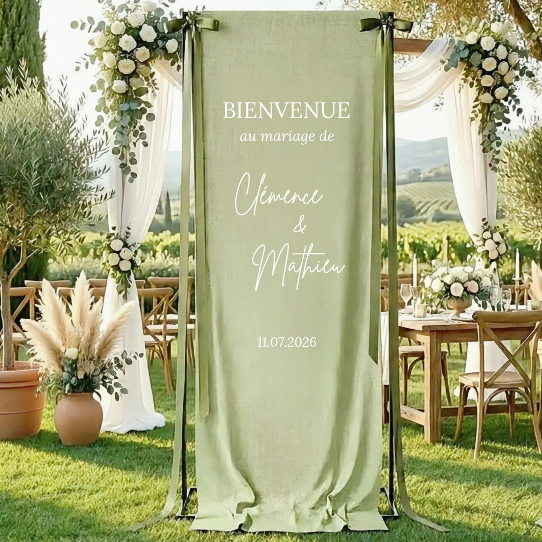 Panneau en tissu personnalisé à suspendre – Mariage & Événement