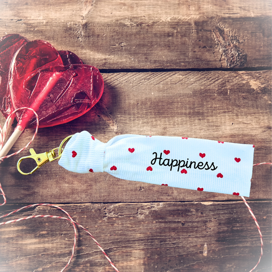 Porte-clés Happiness - collection Amour coton imprimé - personnalisable