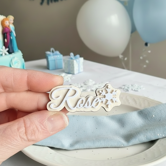 Marque place en bois personnalisé - Flocon