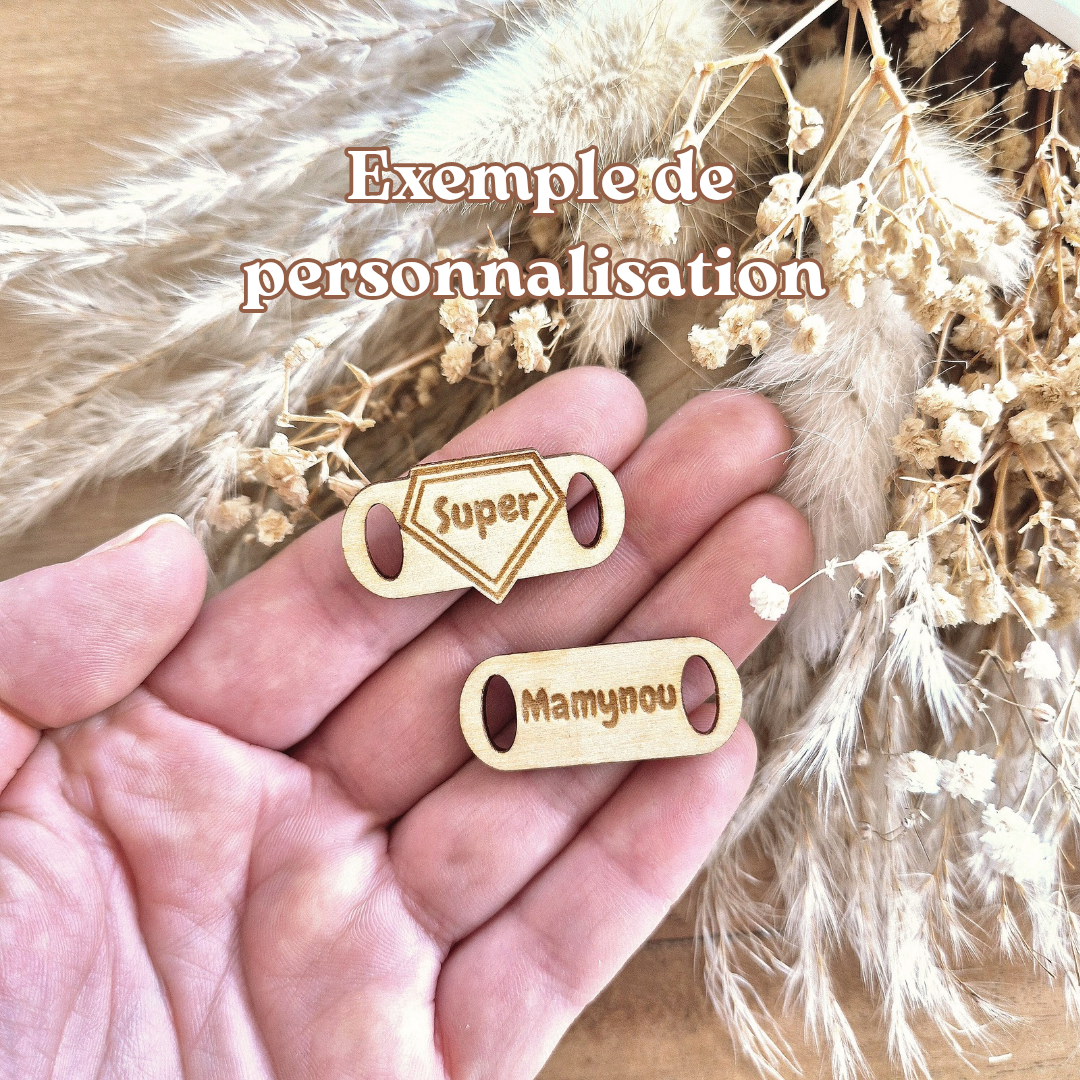 Bijoux de chaussures en bois personnalisables - Cadeau mamie
