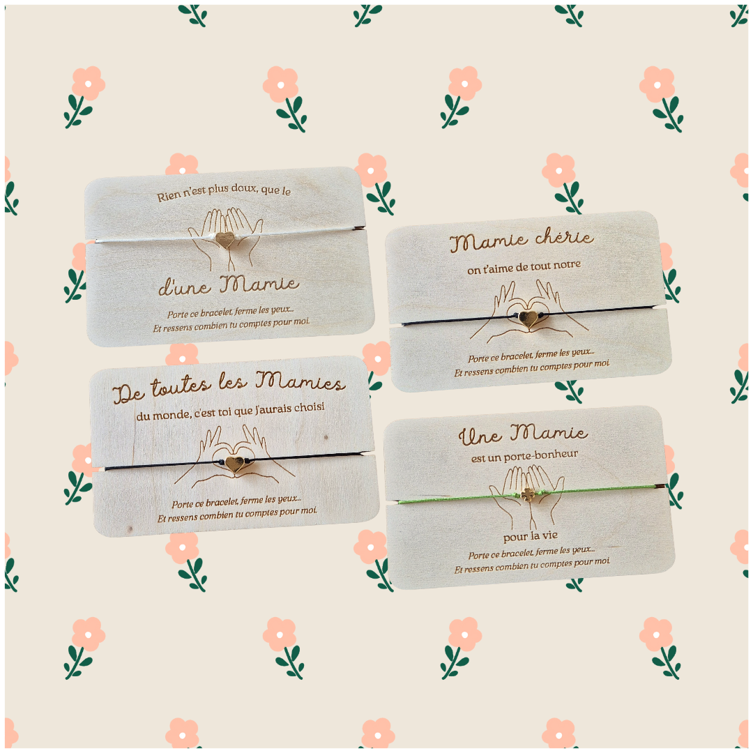 Carte bracelet message cadeau Mamie