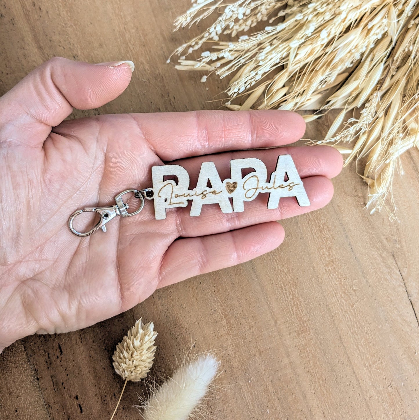 Porte-clés Papa en bois personnalisé