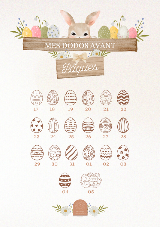 Le calendrier des dodos avant Pâques à colorier