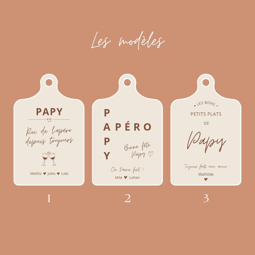 Planche à découper en bois personnalisée petit modèle - Cadeau Papy