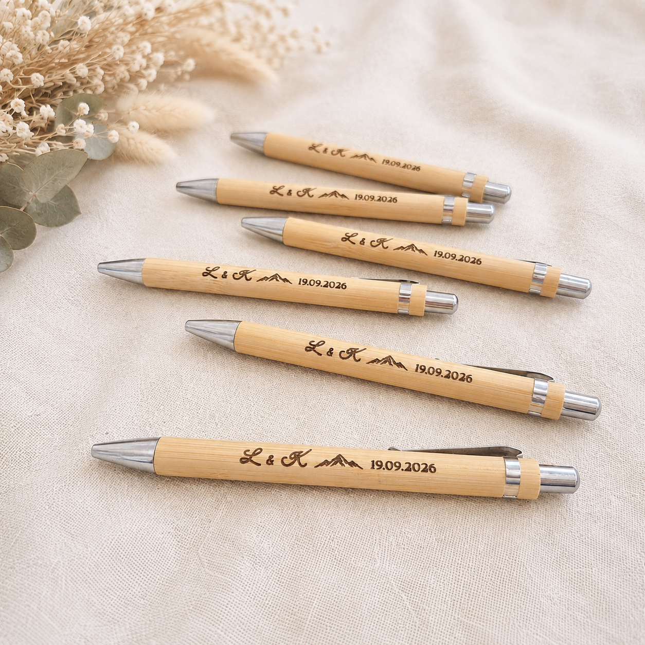 Stylo en bois personnalisé - Mariage - Quantité minimum 10