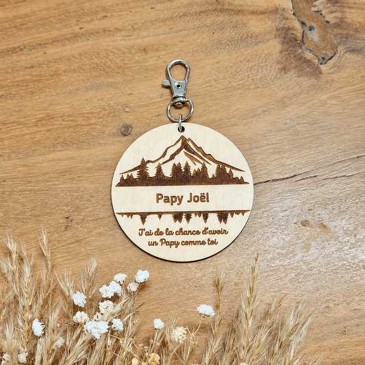 Porte-clés en bois personnalisé - Montagnes