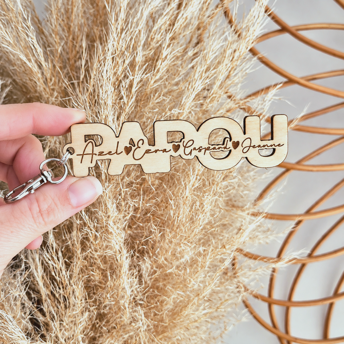 Porte-clés PAPI en bois personnalisé