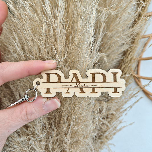 Porte-clés PAPI en bois personnalisé