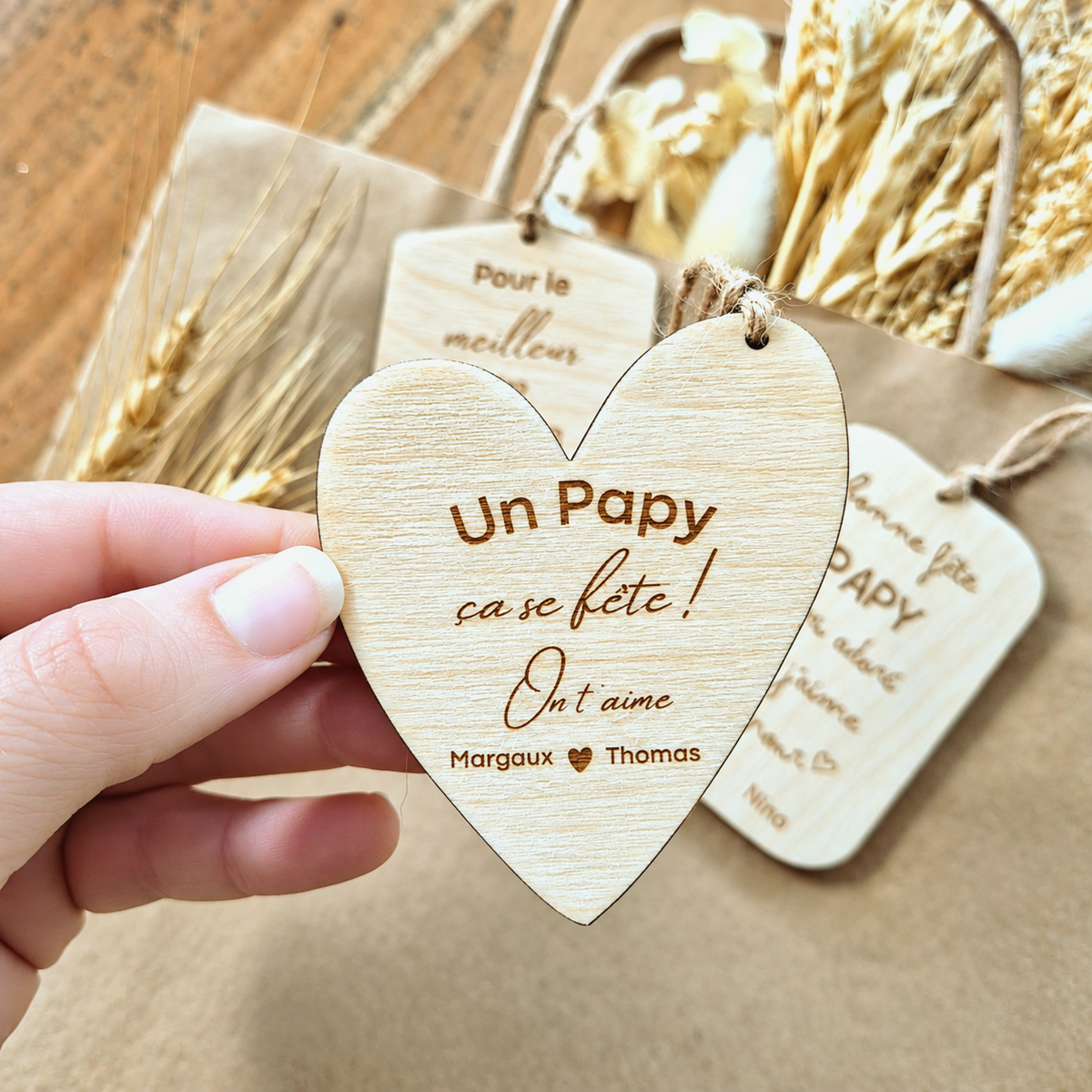 Étiquette cadeau en bois personnalisée - Cadeau Papy