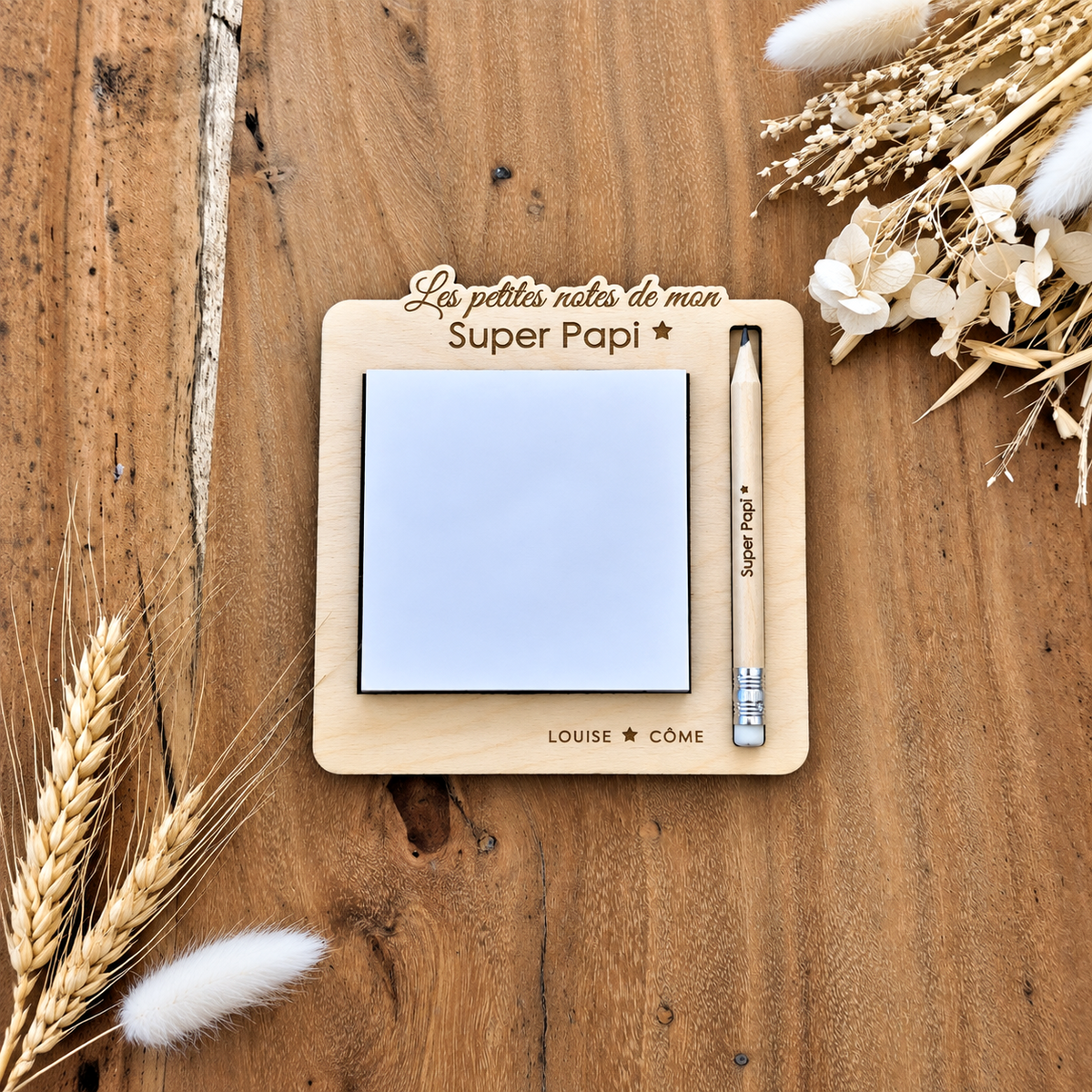 Support à bloc notes en bois personnalisé - Cadeau Papy