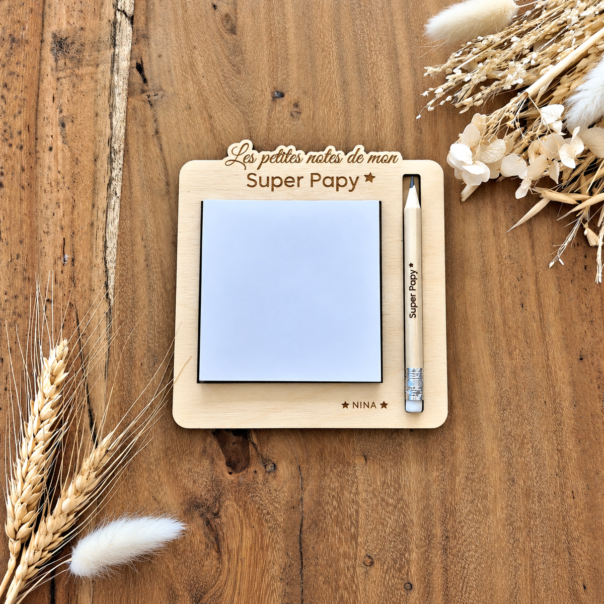 Support à bloc notes en bois personnalisé - Cadeau Papy