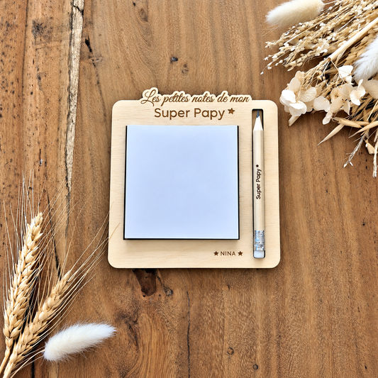 Support à bloc notes en bois personnalisé - Cadeau Papy