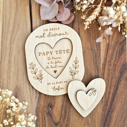 Carte surprise en bois personnalisée - Cadeau Papy