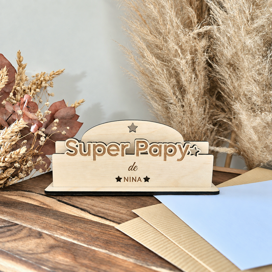 Support à courrier/photo en bois personnalisé - Cadeau Papy