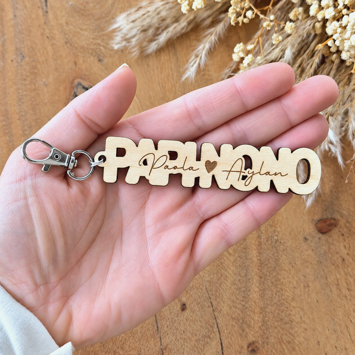 Porte-clés PAPI en bois personnalisé