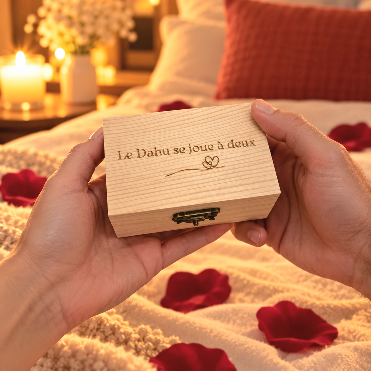 Coffret de dés en bois - Jeu romantique sur mesure