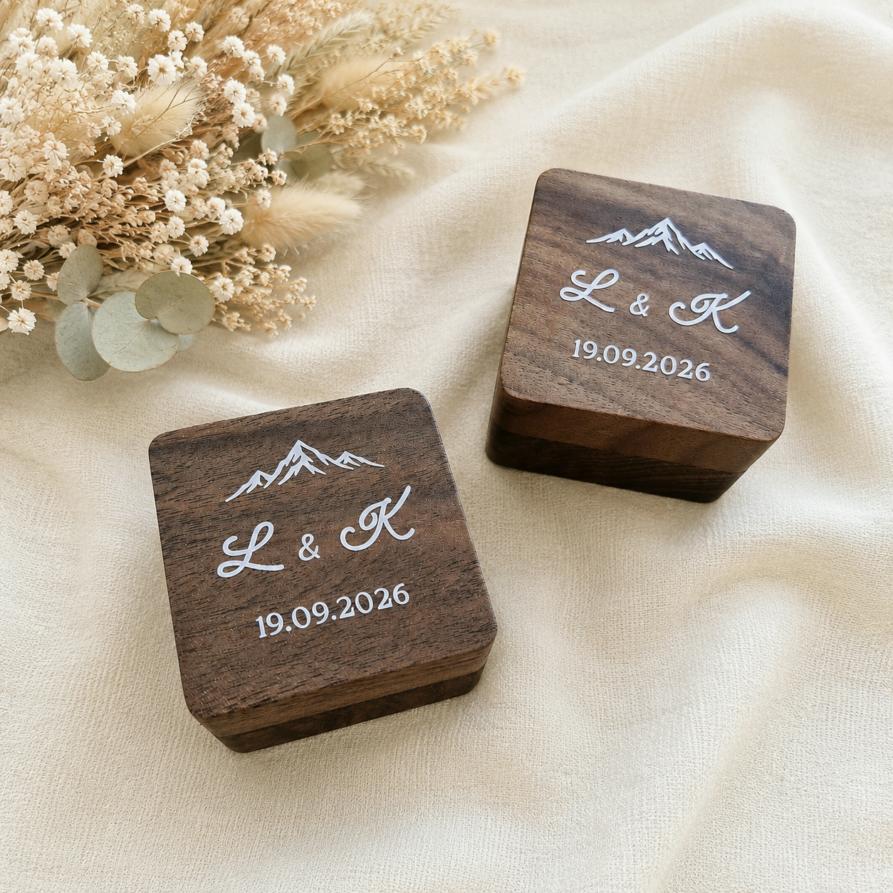 Boîte à alliance en bois personnalisée - Mariage