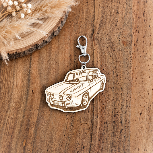Porte-clés voiture en bois personnalisé