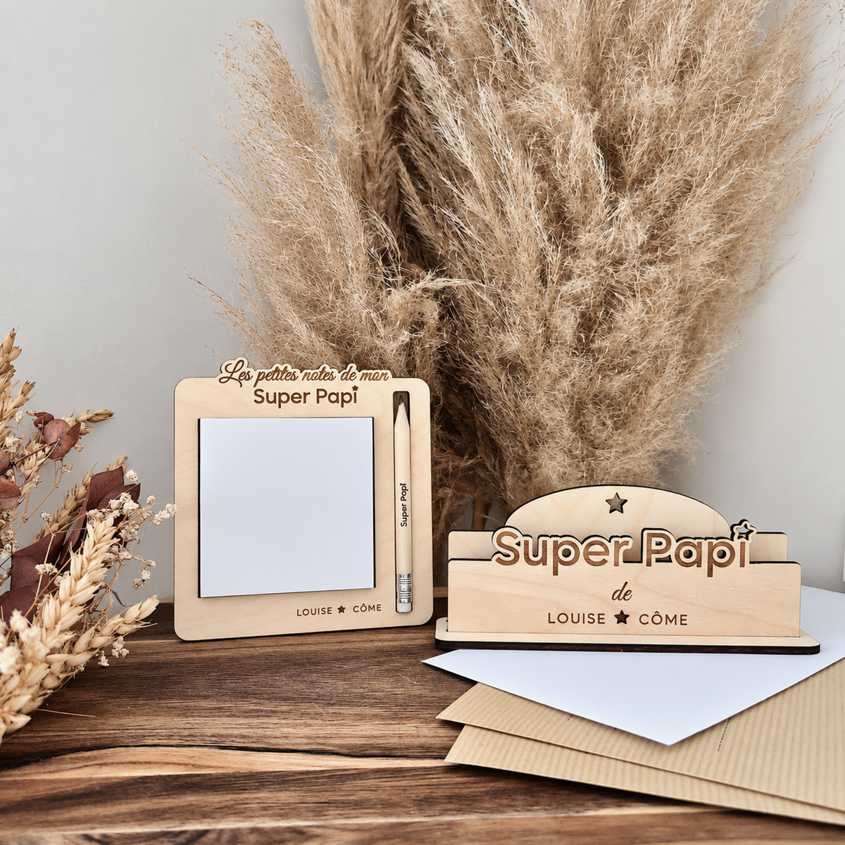 Support à bloc notes en bois personnalisé - Cadeau Papy