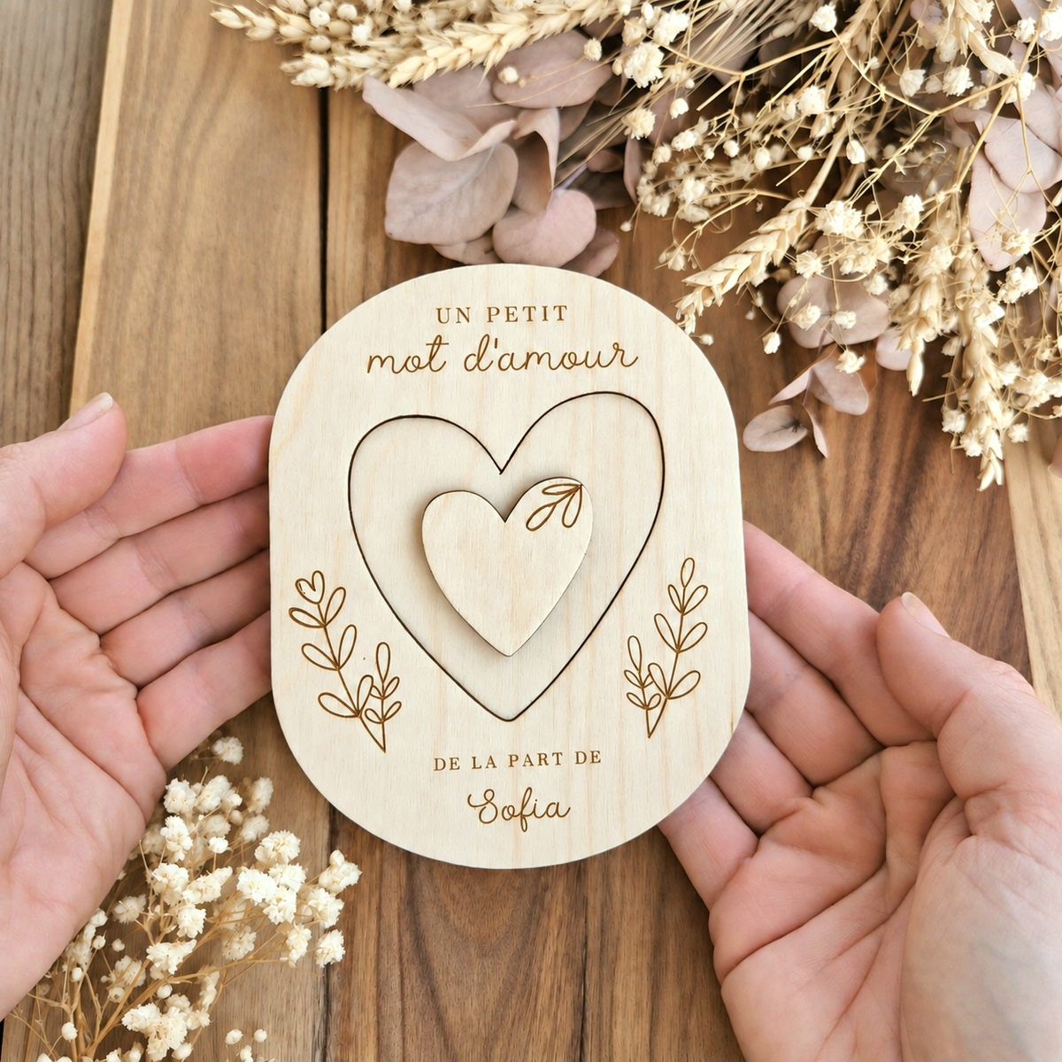Carte surprise en bois personnalisée - Cadeau Papy
