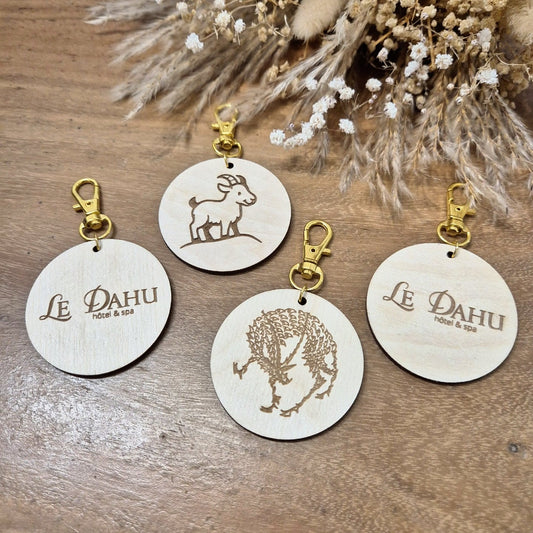 2 porte-clés personnalisés - Le dahu, logo
