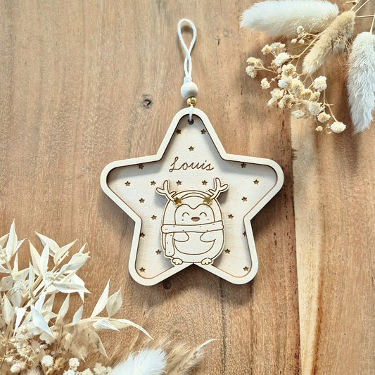Suspension étoile & pingouin personnalisée
