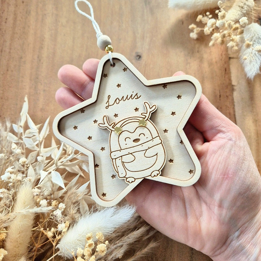 Suspension étoile & pingouin personnalisée