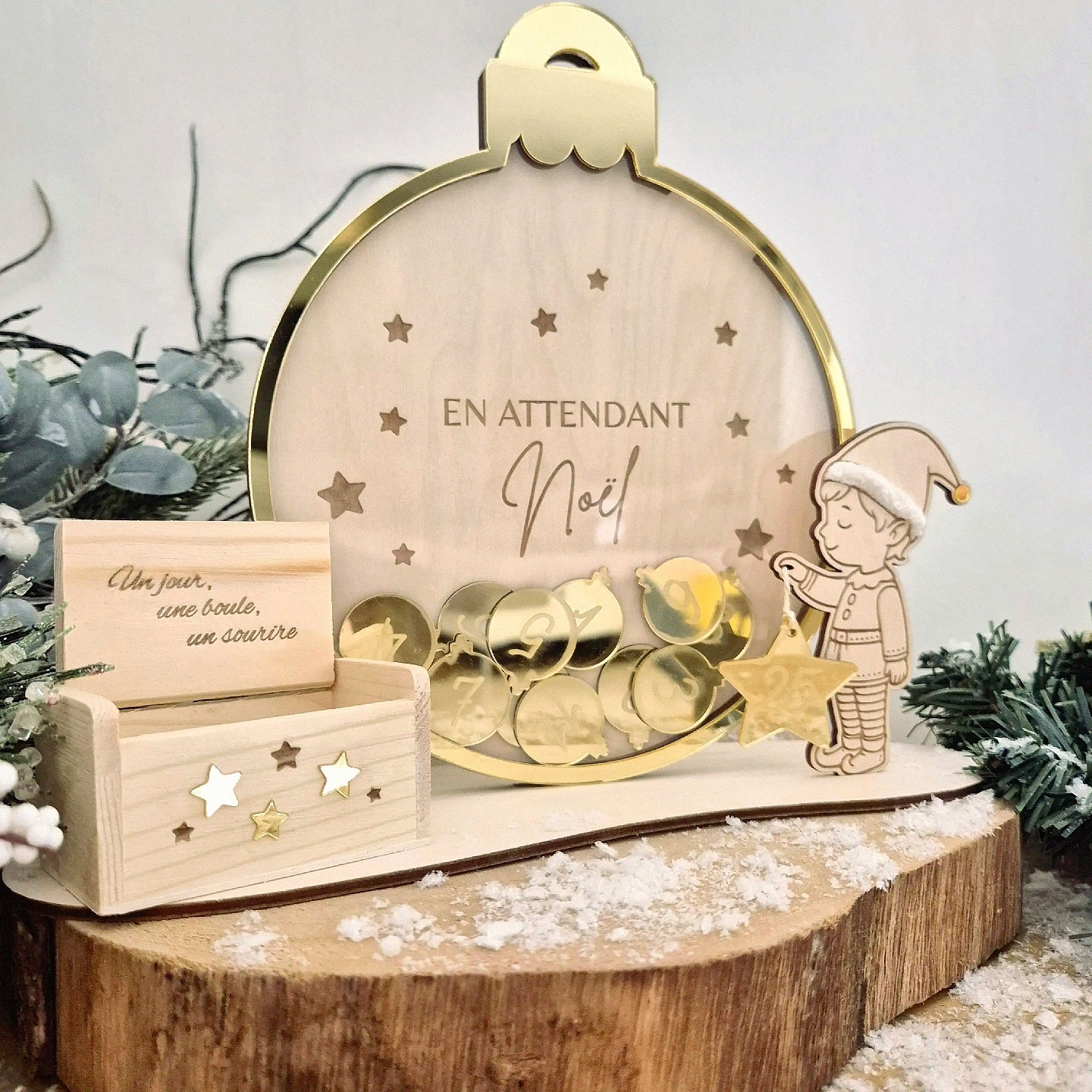 Calendrier de l'avent/décompte Noël façon tirelire personnalisable