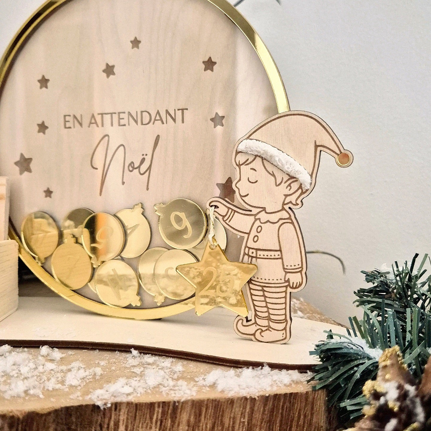 Calendrier de l'avent/décompte Noël façon tirelire personnalisable