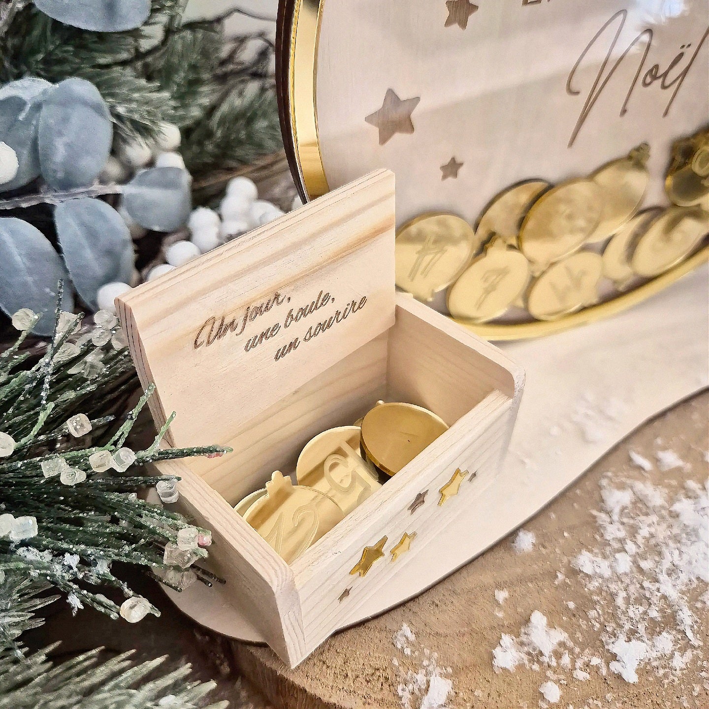 Calendrier de l'avent/décompte Noël façon tirelire personnalisable