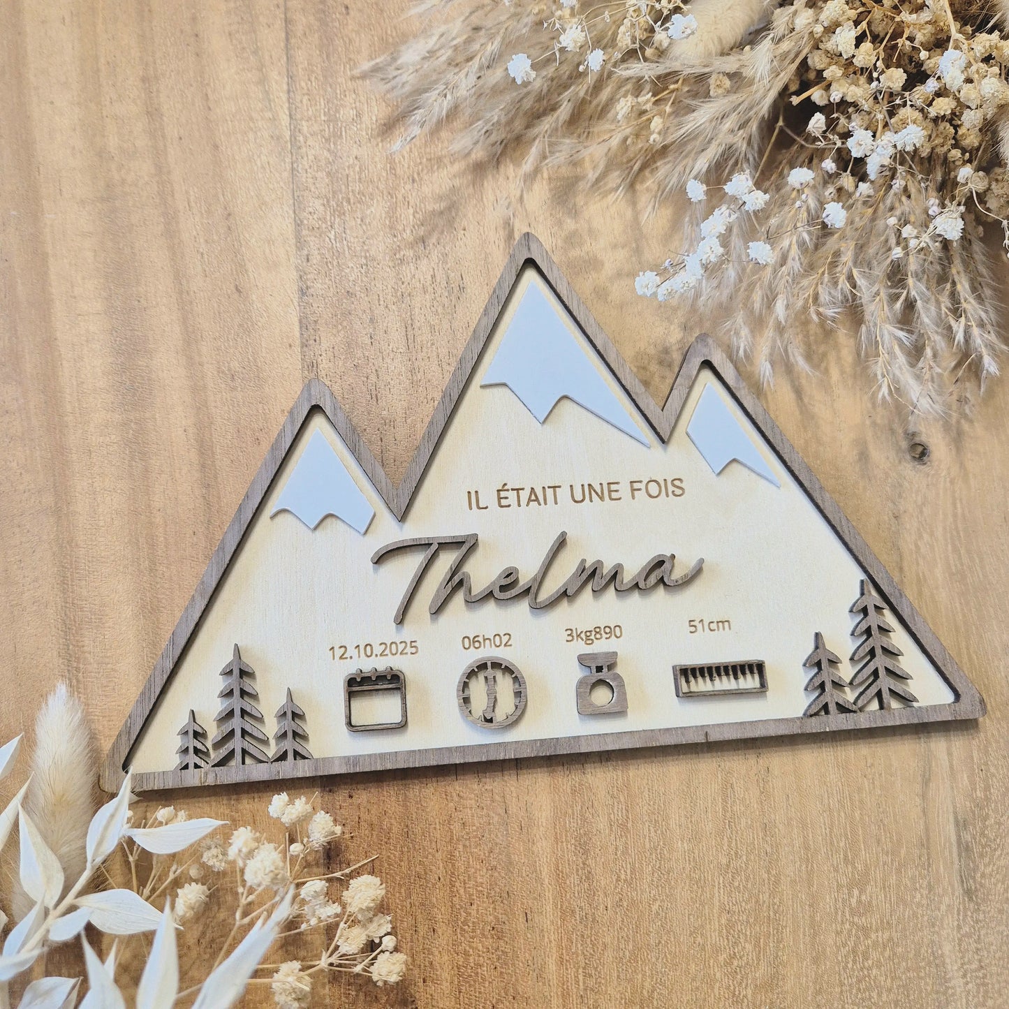 Pancarte de naissance personnalisée - Montagnes