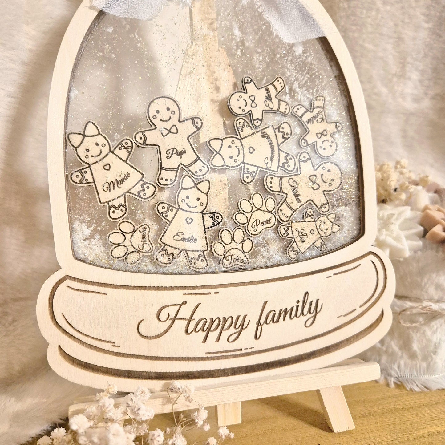 Maxi boule à neige famille personnalisée