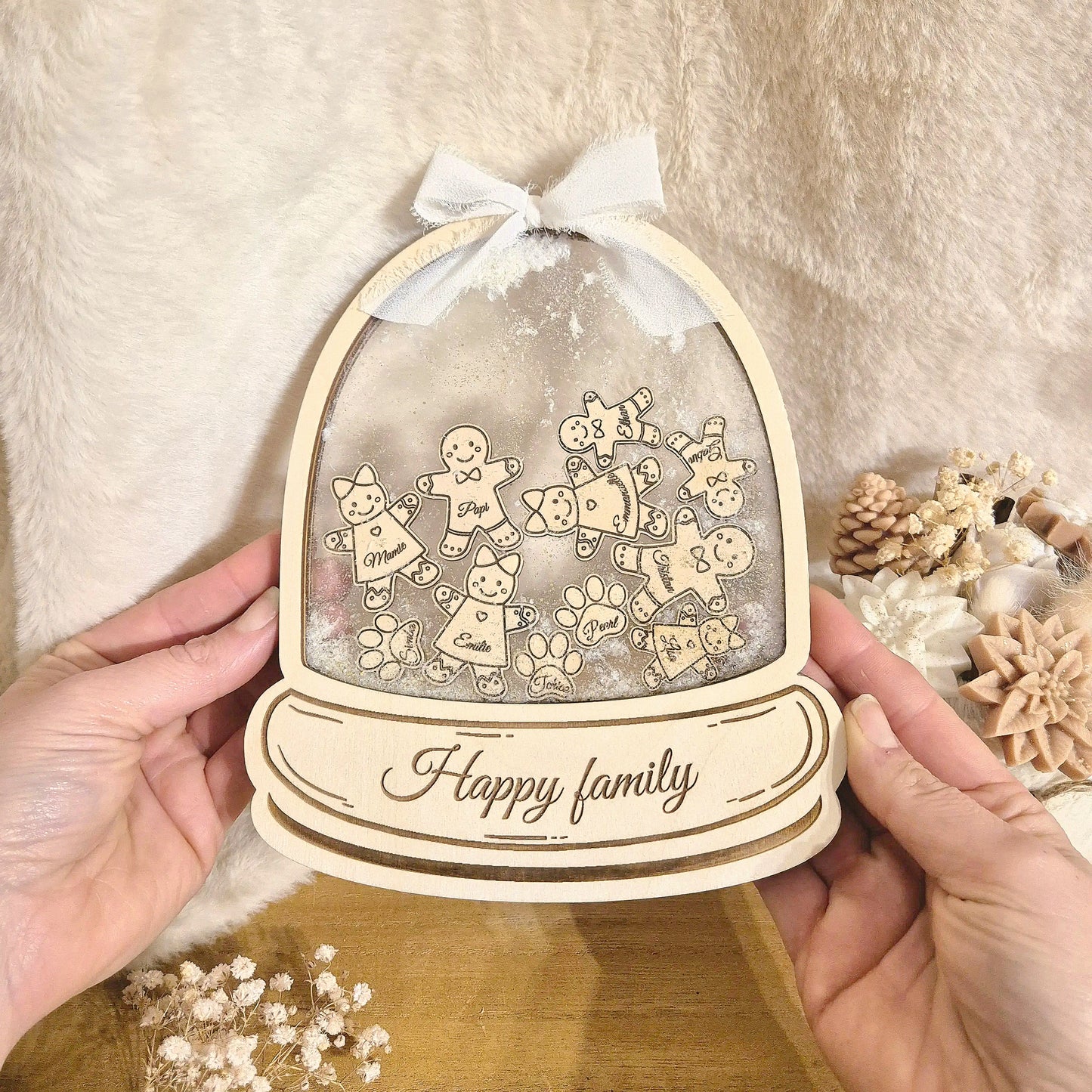 Maxi boule à neige famille personnalisée