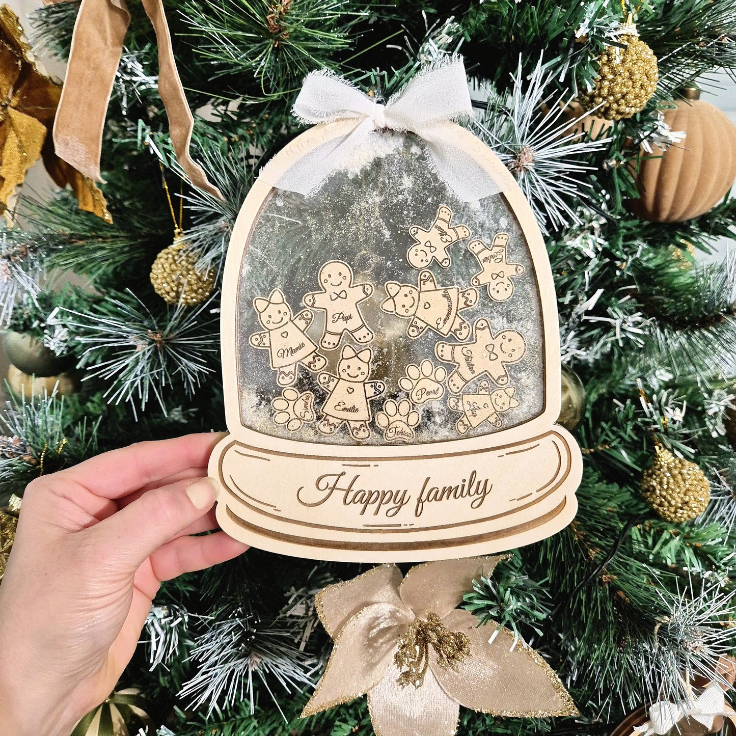 Maxi boule à neige famille personnalisée