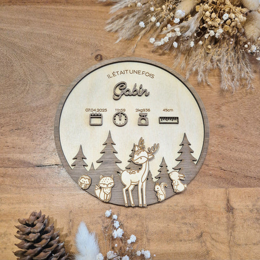 Pancarte de naissance personnalisée - Animaux de la forêt