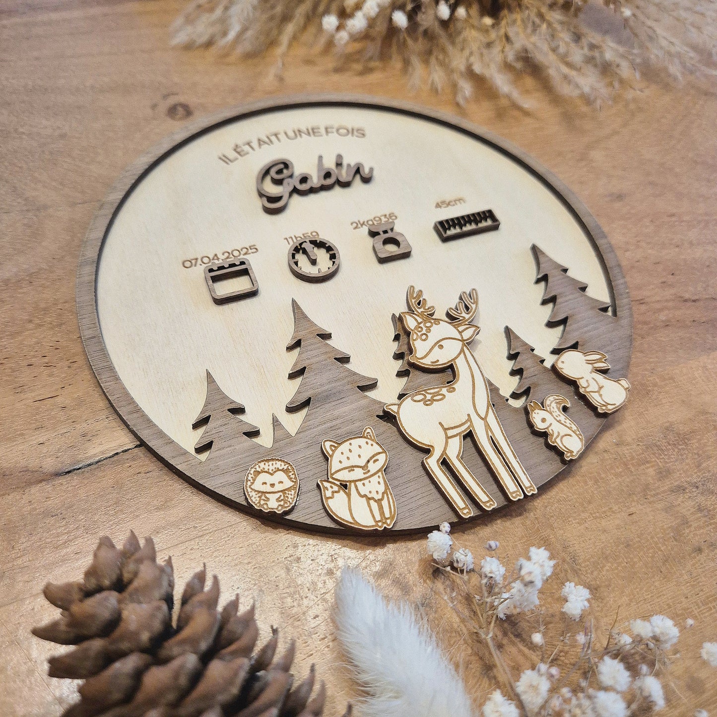 Pancarte de naissance personnalisée - Animaux de la forêt