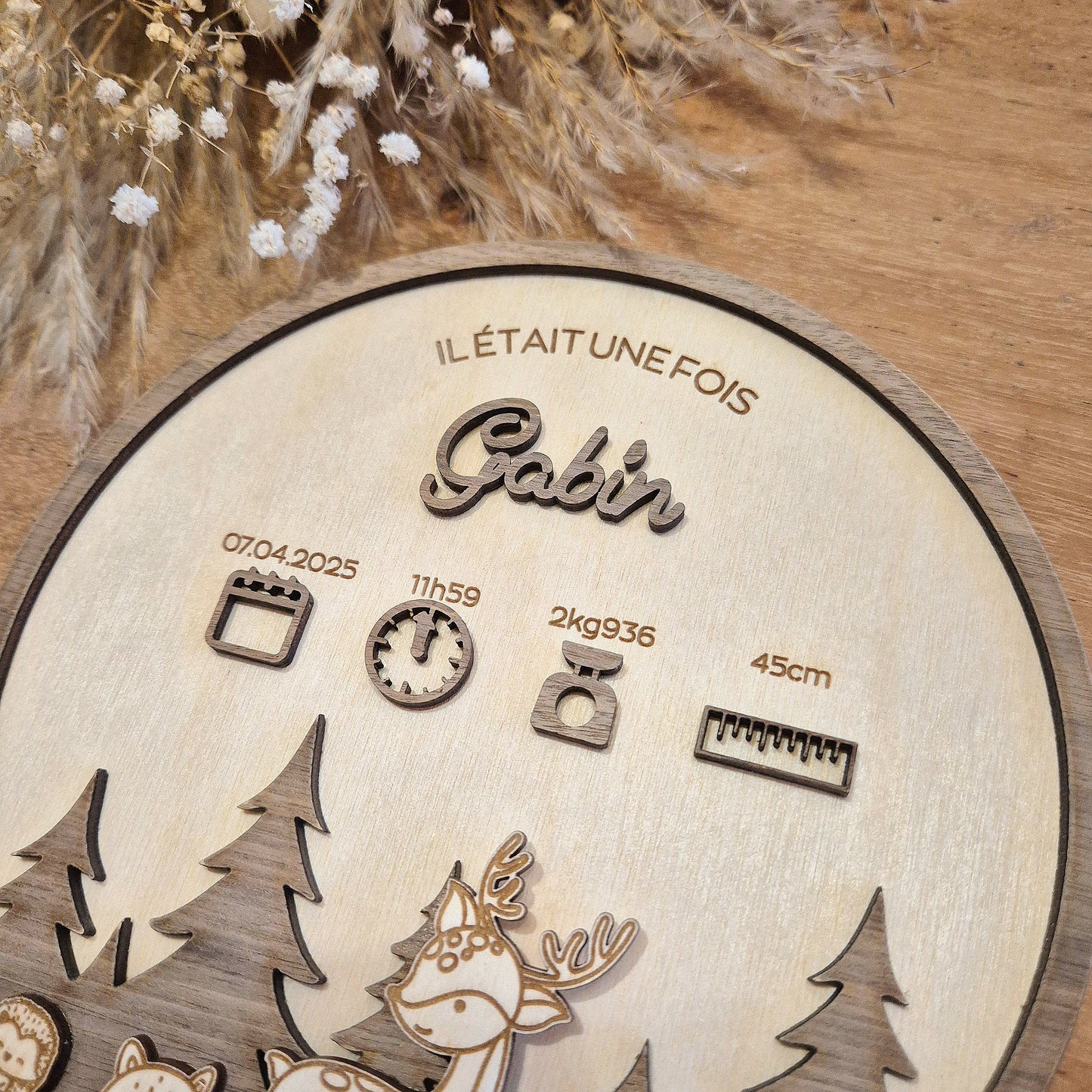 Pancarte de naissance personnalisée - Animaux de la forêt