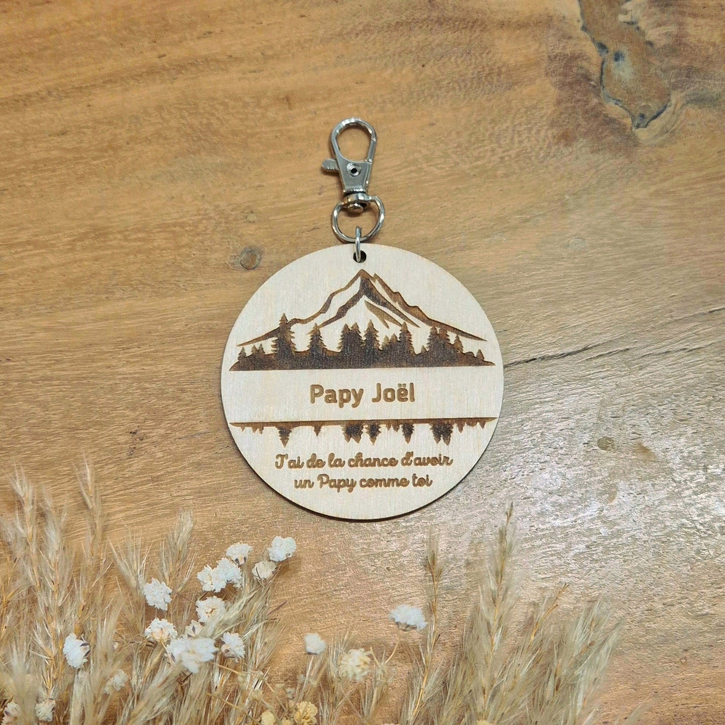 Porte-clés en bois personnalisé - Montagnes