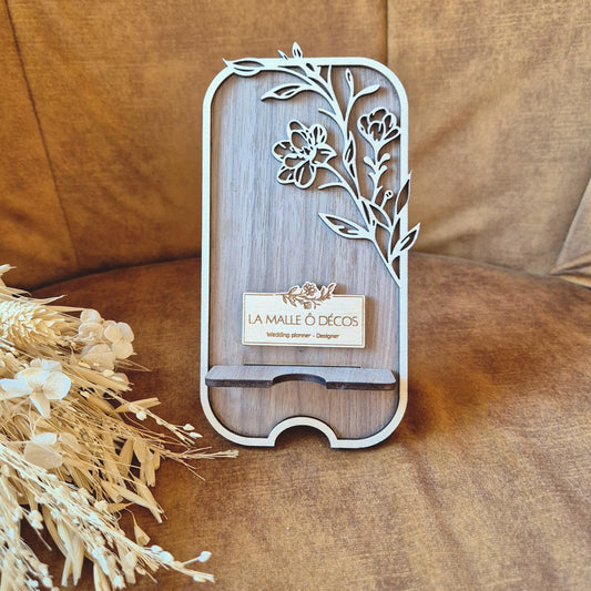 Support téléphone en bois personnalisé sur-mesure - Cadeau entreprise