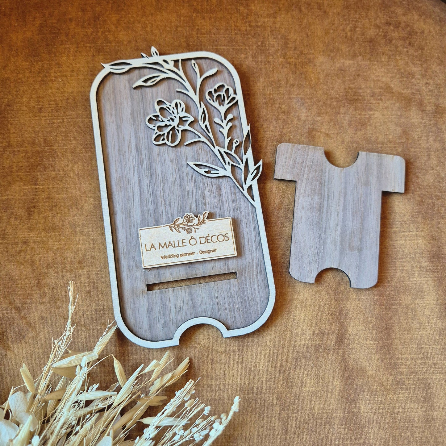 Support téléphone en bois personnalisé sur-mesure - Cadeau entreprise