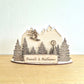 Photophore 3D en bois montagne ski