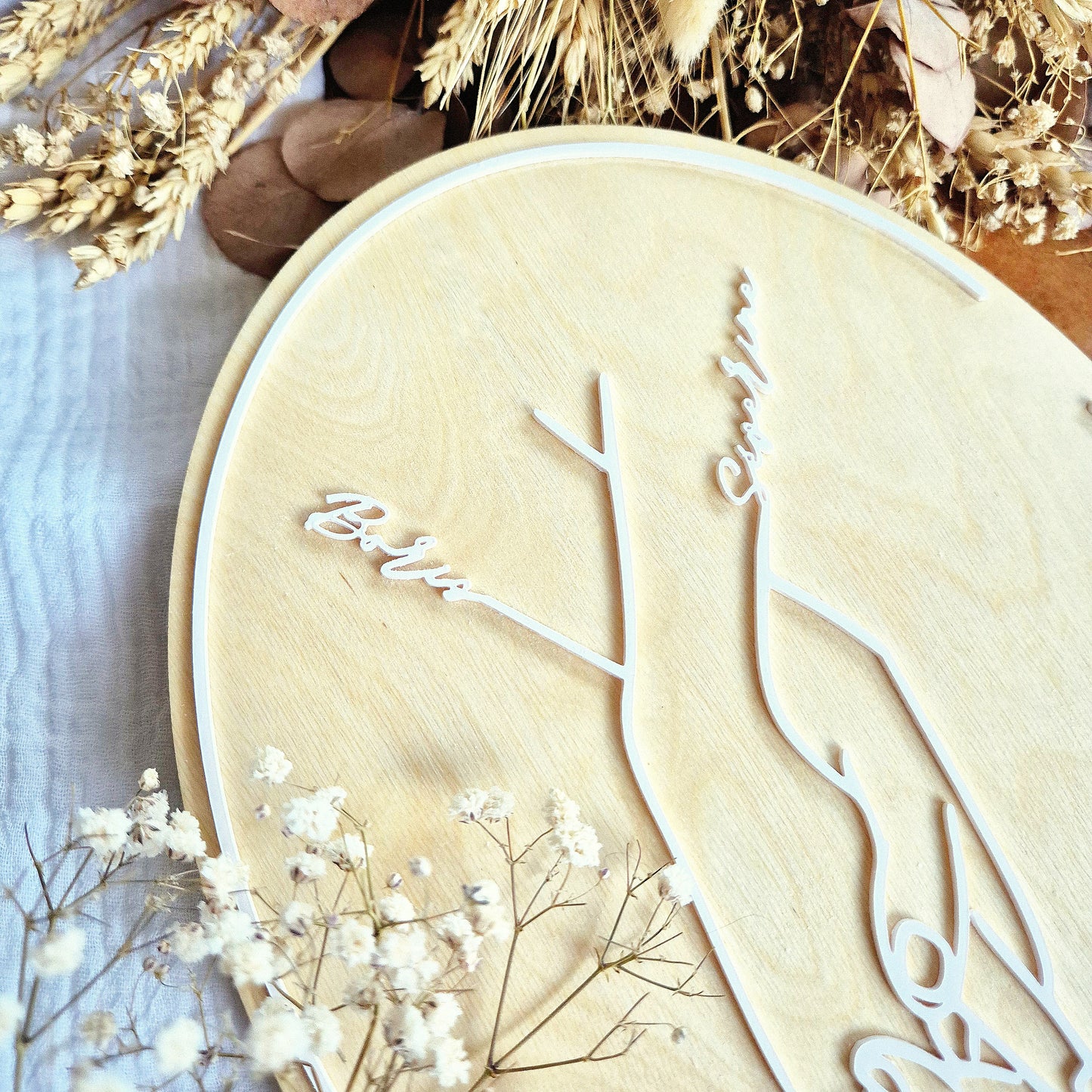 Tableau art en bois couple personnalisé - Mains enlacées